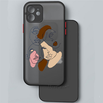 iPhone 13 12 11 Pro Max Mini XS X XR 7 8 Plus ümbrisele Minimaalne Line Art naine lillega Pehme kaitseraua, matt kõva tagakaas