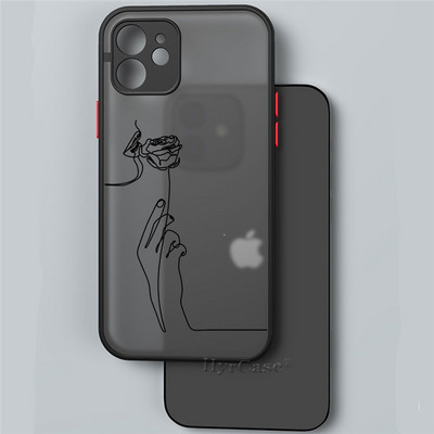 iPhone 13 12 11 Pro Max Mini XS X XR 7 8 Plus ümbrisele Minimaalne Line Art naine lillega Pehme kaitseraua, matt kõva tagakaas