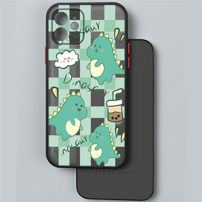 Paredzēts iPhone 13 12 11 Pro Max Mini XS X XR 7 8 Plus korpusam Luksusa, gudrs dinozauru mazuļu pāri Mīksts buferis, matēts cietais aizmugures vāks