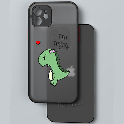 Paredzēts iPhone 13 12 11 Pro Max Mini XS X XR 7 8 Plus korpusam Luksusa, gudrs dinozauru mazuļu pāri Mīksts buferis, matēts cietais aizmugures vāks