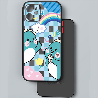 Paredzēts iPhone 13 12 11 Pro Max Mini XS X XR 7 8 Plus korpusam Luksusa, gudrs dinozauru mazuļu pāri Mīksts buferis, matēts cietais aizmugures vāks