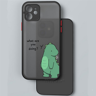 Paredzēts iPhone 13 12 11 Pro Max Mini XS X XR 7 8 Plus korpusam Luksusa, gudrs dinozauru mazuļu pāri Mīksts buferis, matēts cietais aizmugures vāks