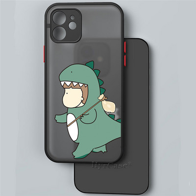 Paredzēts iPhone 13 12 11 Pro Max Mini XS X XR 7 8 Plus korpusam Luksusa, gudrs dinozauru mazuļu pāri Mīksts buferis, matēts cietais aizmugures vāks