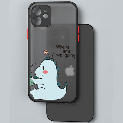 Paredzēts iPhone 13 12 11 Pro Max Mini XS X XR 7 8 Plus korpusam Luksusa, gudrs dinozauru mazuļu pāri Mīksts buferis, matēts cietais aizmugures vāks