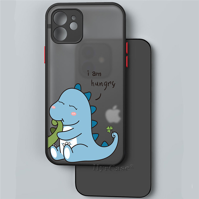 Paredzēts iPhone 13 12 11 Pro Max Mini XS X XR 7 8 Plus korpusam Luksusa, gudrs dinozauru mazuļu pāri Mīksts buferis, matēts cietais aizmugures vāks
