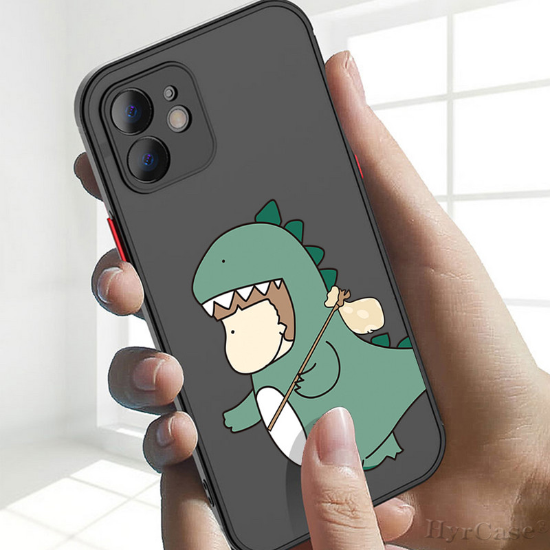 Paredzēts iPhone 13 12 11 Pro Max Mini XS X XR 7 8 Plus korpusam Luksusa, gudrs dinozauru mazuļu pāri Mīksts buferis, matēts cietais aizmugures vāks