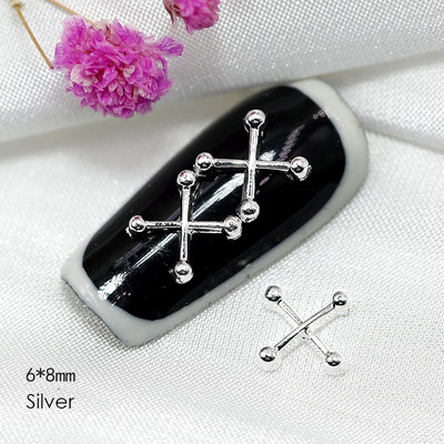 50 db Cross Nail Charms Strasszos Punk Gothic Design Luxus Nail Art kellékek 3D Charm DIY Tips Manikűr Dekoráció