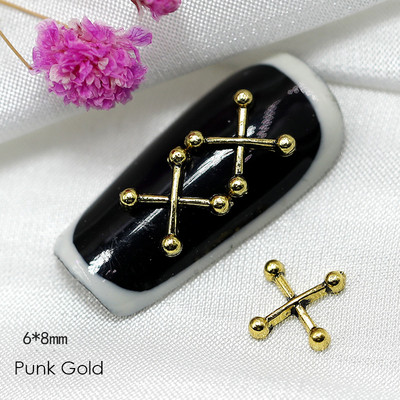 50 db Cross Nail Charms Strasszos Punk Gothic Design Luxus Nail Art kellékek 3D Charm DIY Tips Manikűr Dekoráció