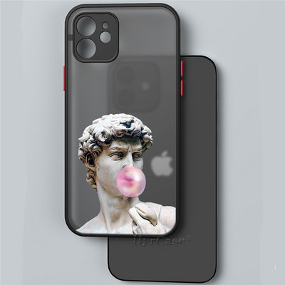 Για iPhone 13 12 11 14 Pro Max Mini XR 14Plus Θήκη Mona Lisa David Statue Abstract Art Μαλακός προφυλακτήρας ματ σκληρό πίσω κάλυμμα