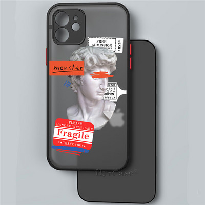 Για iPhone 13 12 11 14 Pro Max Mini XR 14Plus Θήκη Mona Lisa David Statue Abstract Art Μαλακός προφυλακτήρας ματ σκληρό πίσω κάλυμμα