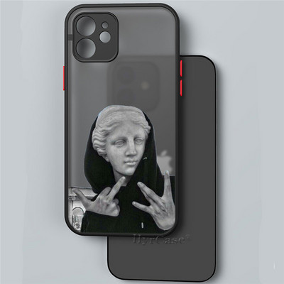Για iPhone 13 12 11 14 Pro Max Mini XR 14Plus Θήκη Mona Lisa David Statue Abstract Art Μαλακός προφυλακτήρας ματ σκληρό πίσω κάλυμμα