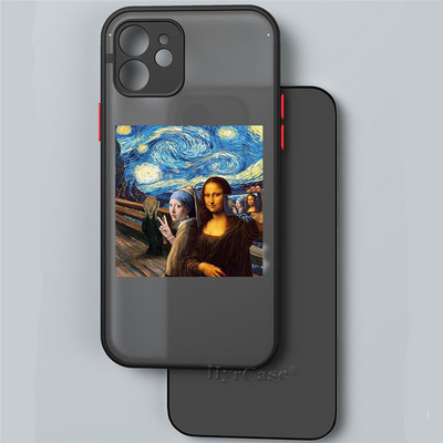 Για iPhone 13 12 11 14 Pro Max Mini XR 14Plus Θήκη Mona Lisa David Statue Abstract Art Μαλακός προφυλακτήρας ματ σκληρό πίσω κάλυμμα