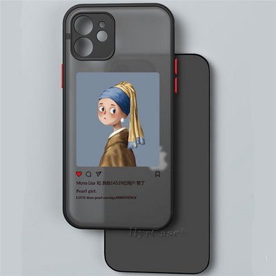 Για iPhone 13 12 11 14 Pro Max Mini XR 14Plus Θήκη Mona Lisa David Statue Abstract Art Μαλακός προφυλακτήρας ματ σκληρό πίσω κάλυμμα