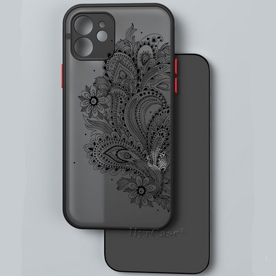 iPhone 13 12 11 Pro Max Mini XS X XR 7 8 Plus ümbrisele, must seksikas lilleline vintage pitslill pehme kaitseraua matt kõva tagakaas