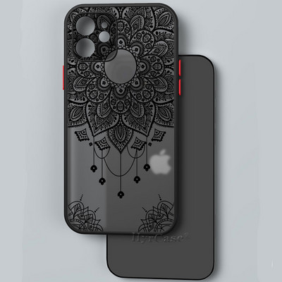 iPhone 13 12 11 Pro Max Mini XS X XR 7 8 Plus ümbrisele, must seksikas lilleline vintage pitslill pehme kaitseraua matt kõva tagakaas