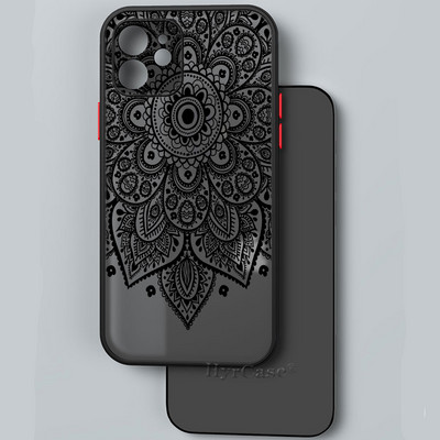 iPhone 13 12 11 Pro Max Mini XS X XR 7 8 Plus ümbrisele, must seksikas lilleline vintage pitslill pehme kaitseraua matt kõva tagakaas