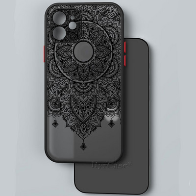 iPhone 13 12 11 Pro Max Mini XS X XR 7 8 Plus ümbrisele, must seksikas lilleline vintage pitslill pehme kaitseraua matt kõva tagakaas