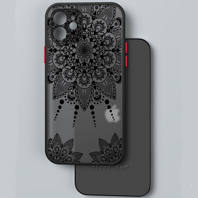 iPhone 13 12 11 Pro Max Mini XS X XR 7 8 Plus ümbrisele, must seksikas lilleline vintage pitslill pehme kaitseraua matt kõva tagakaas