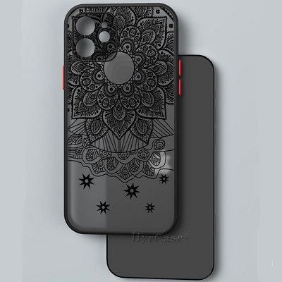 iPhone 13 12 11 Pro Max Mini XS X XR 7 8 Plus ümbrisele, must seksikas lilleline vintage pitslill pehme kaitseraua matt kõva tagakaas