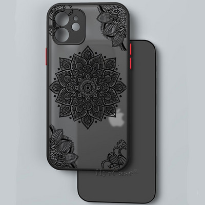 iPhone 13 12 11 Pro Max Mini XS X XR 7 8 Plus ümbrisele, must seksikas lilleline vintage pitslill pehme kaitseraua matt kõva tagakaas