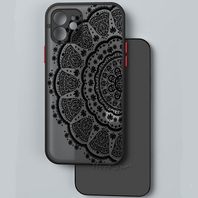 iPhone 13 12 11 Pro Max Mini XS X XR 7 8 Plus ümbrisele, must seksikas lilleline vintage pitslill pehme kaitseraua matt kõva tagakaas