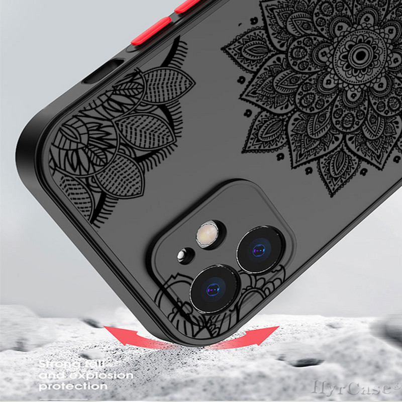 Για iPhone 13 12 11 Pro Max Mini XS X XR 7 8 Plus Θήκη Μαύρη Σέξι Floral Vintage Lace Flower Μαλακός προφυλακτήρας Ματ Σκληρό πίσω κάλυμμα