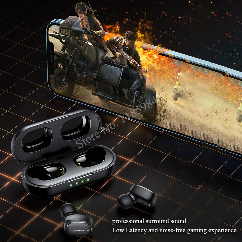 AWEI T13 Pro TWS Bluetooth 5.1 In Ear Mini Touch Earphone Sport HIFI Music Stereo Earbuds True Wireless with Power Charging Box