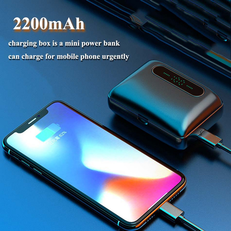 H60 Bluetooth-peakomplekt Binaural TWS 5.0 Mini juhtmeta spordisisene kõrvaklapp 2200 mAh laadimiskastiga nutika sektsiooniga digitaalekraaniga