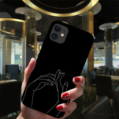 Για iPhone 13 12 11 14 Pro Max Mini XS XR 14Plus Μαύρη θήκη Mona Lisa Art David Girl Lines Δημοφιλές ματ κάλυμμα σιλικόνης