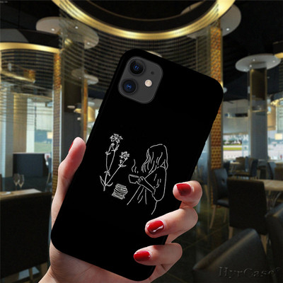 Για iPhone 13 12 11 14 Pro Max Mini XS XR 14Plus Μαύρη θήκη Mona Lisa Art David Girl Lines Δημοφιλές ματ κάλυμμα σιλικόνης