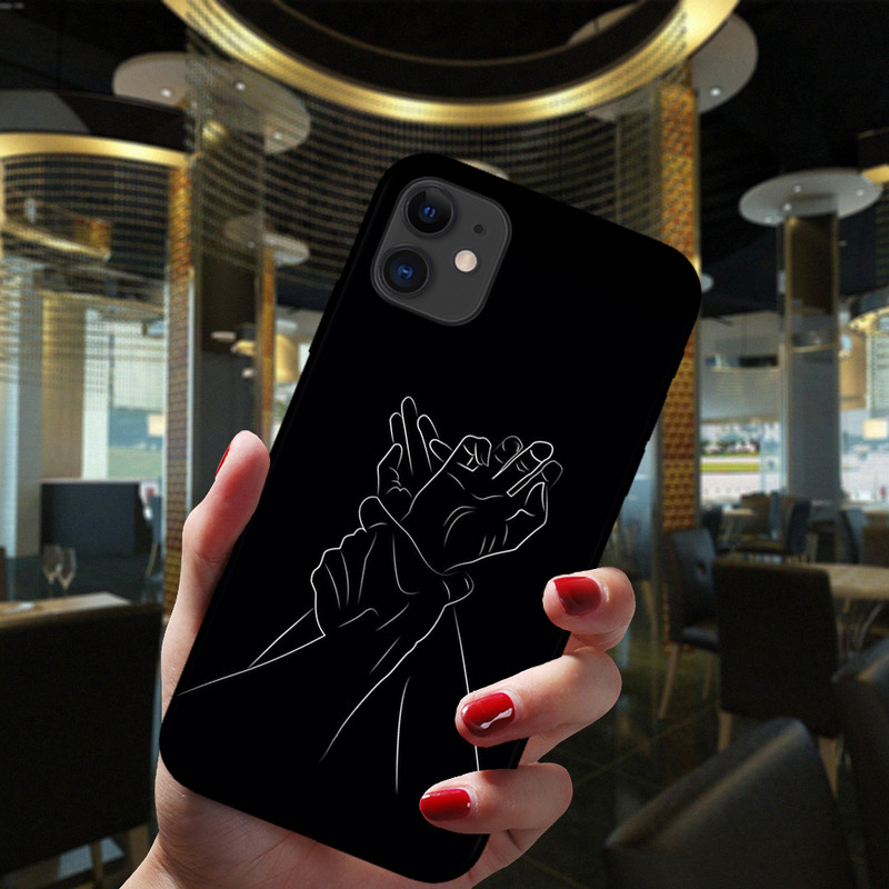 Telefonam iPhone 13 12 11 14 Pro Max Mini XS XR 14Plus Black Case Mona Lisa Art David Girl Lines Populārs mīksts silikona matēts vāciņš