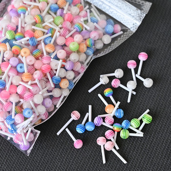 20/50Pcs Sweet Lollipop Nail Art Decoration Resin Korean Lovely Candy Charms Mixed Color Summer Mini Lolly Bonbon Manicure Parts