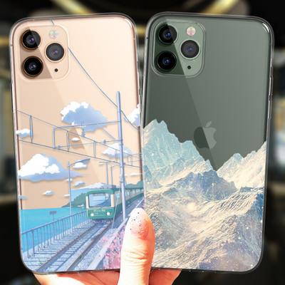 За iPhone 13 12 11 14 Pro Max Mini XS XR 6S 7 8 Plus Калъф Снежна планина Пейзаж Пейзаж Замък Прозрачен силиконов капак