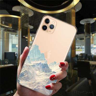 За iPhone 13 12 11 14 Pro Max Mini XS XR 6S 7 8 Plus Калъф Снежна планина Пейзаж Пейзаж Замък Прозрачен силиконов капак