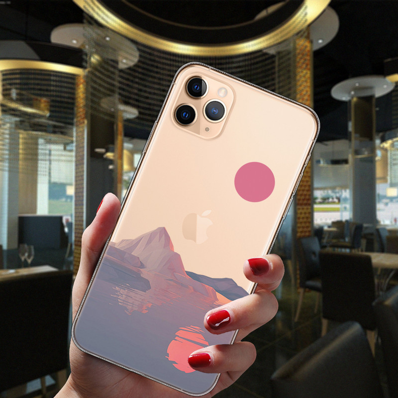 Za iPhone 13 12 11 14 Pro Max Mini XS XR 6S 7 8 Plus Case Snijeg Planina Krajolik Krajolik Dvorac Prozirna silikonska maska