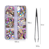 6 rács Crystal Nails Art strasszok lapos hátú Pixie gyémántok klipekkel Nail Art Design Drágakövek Köröm Kiegészítők