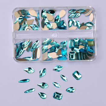 6 решетки Crystal Nail Art кристали Flatback Pixie Diamonds с щипки Nail Art Design Gems Аксесоари за нокти