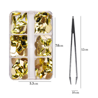 6 rács Crystal Nails Art strasszok lapos hátú Pixie gyémántok klipekkel Nail Art Design Drágakövek Köröm Kiegészítők