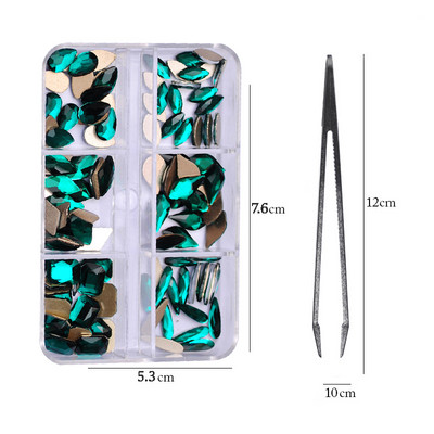 6 rács Crystal Nails Art strasszok lapos hátú Pixie gyémántok klipekkel Nail Art Design Drágakövek Köröm Kiegészítők