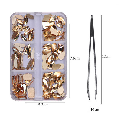 6 rács Crystal Nails Art strasszok lapos hátú Pixie gyémántok klipekkel Nail Art Design Drágakövek Köröm Kiegészítők