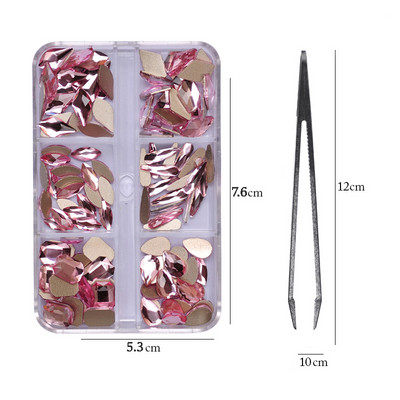 6 rács Crystal Nails Art strasszok lapos hátú Pixie gyémántok klipekkel Nail Art Design Drágakövek Köröm Kiegészítők