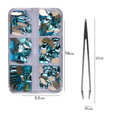 6 rács Crystal Nails Art strasszok lapos hátú Pixie gyémántok klipekkel Nail Art Design Drágakövek Köröm Kiegészítők