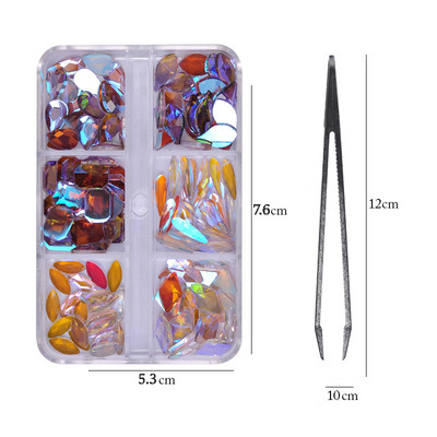 6 rács Crystal Nails Art strasszok lapos hátú Pixie gyémántok klipekkel Nail Art Design Drágakövek Köröm Kiegészítők