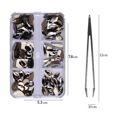6 rács Crystal Nails Art strasszok lapos hátú Pixie gyémántok klipekkel Nail Art Design Drágakövek Köröm Kiegészítők