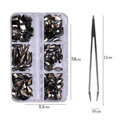 6 rács Crystal Nails Art strasszok lapos hátú Pixie gyémántok klipekkel Nail Art Design Drágakövek Köröm Kiegészítők