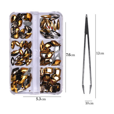 6 rács Crystal Nails Art strasszok lapos hátú Pixie gyémántok klipekkel Nail Art Design Drágakövek Köröm Kiegészítők