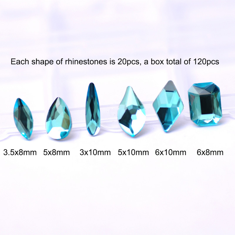 6 rács Crystal Nails Art strasszok lapos hátú Pixie gyémántok klipekkel Nail Art Design Drágakövek Köröm Kiegészítők