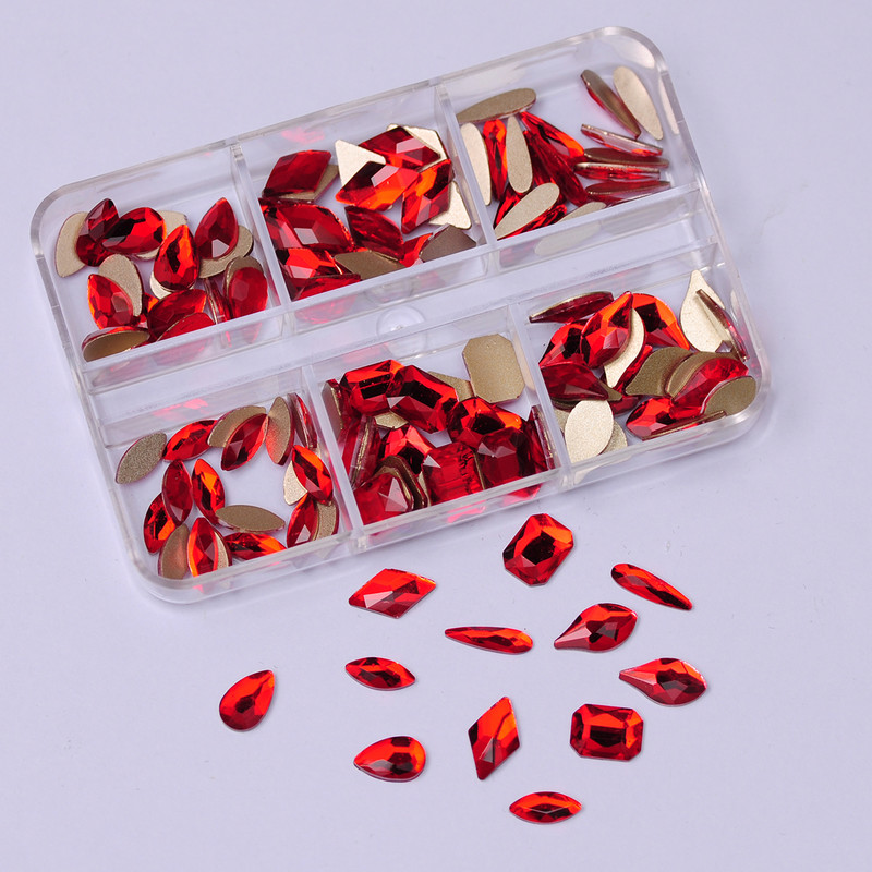 6 rács Crystal Nails Art strasszok lapos hátú Pixie gyémántok klipekkel Nail Art Design Drágakövek Köröm Kiegészítők