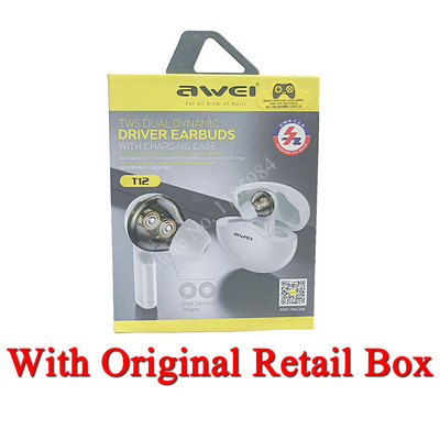 AWEI T12 TWS Bluetooth 5.1 In Ear Mini Touch Earphone Sport HIFI Music Stereo Earbuds True Wireless + Κουτί φόρτισης ισχύος 390 mAh