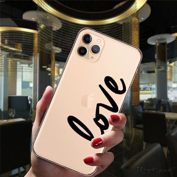 Калъф за iPhone 13 12 11 14 Pro Max Mini XS XR 14Plus Popular Love Laugh Life Cute Cat Fashion Прозрачен мек силиконов капак